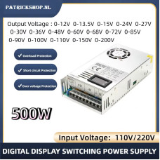 AC - DC converter 220V / 230V -> 0-200V 500W, Voltage en Amperage volledig instelbaar, Digitaal display AC - DC converter 220V / 230V -> 0-200V 500W, Voltage en Amperage volledig instelbaar, Digitaal display